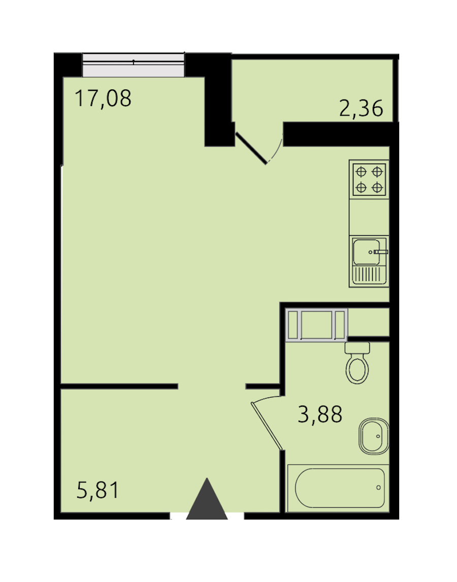 Квартира студия 26.95 м², 17/17 эт., ЖК «Новые горизонты 2»